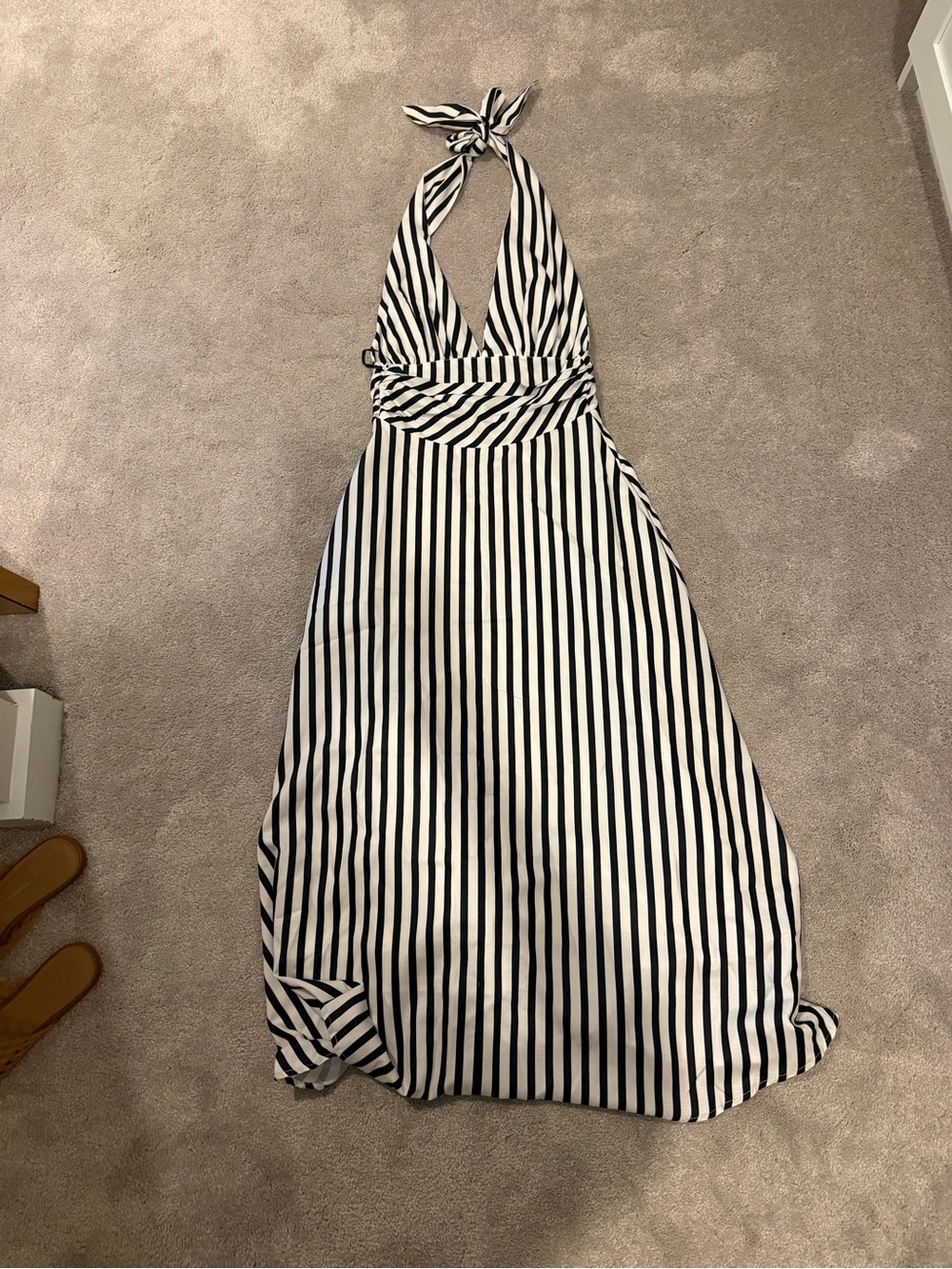 Commense Black and White Halter Stripe Maxi Dress - Women - Picture 5 of 7